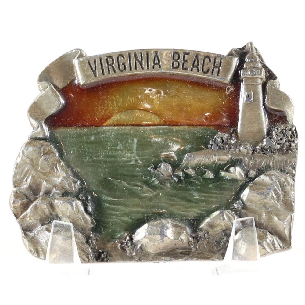 Belt Buckle Virginia Beach Vintage Buckle 1978 3" x 2.25" Brass